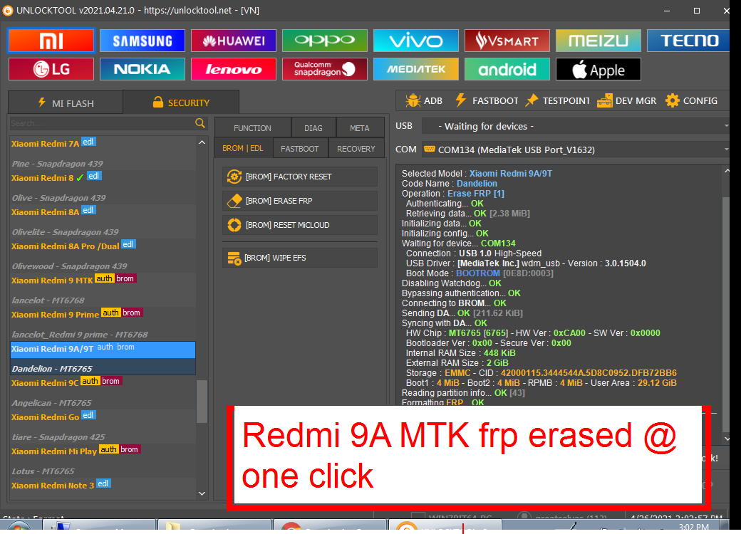Redmi 9A MTK frp erased @ one click.png